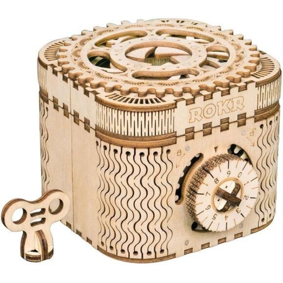 ROKR 3D Wooden Puzzle Mechanical Treasure Box Model DIY Brain Teaser Projects